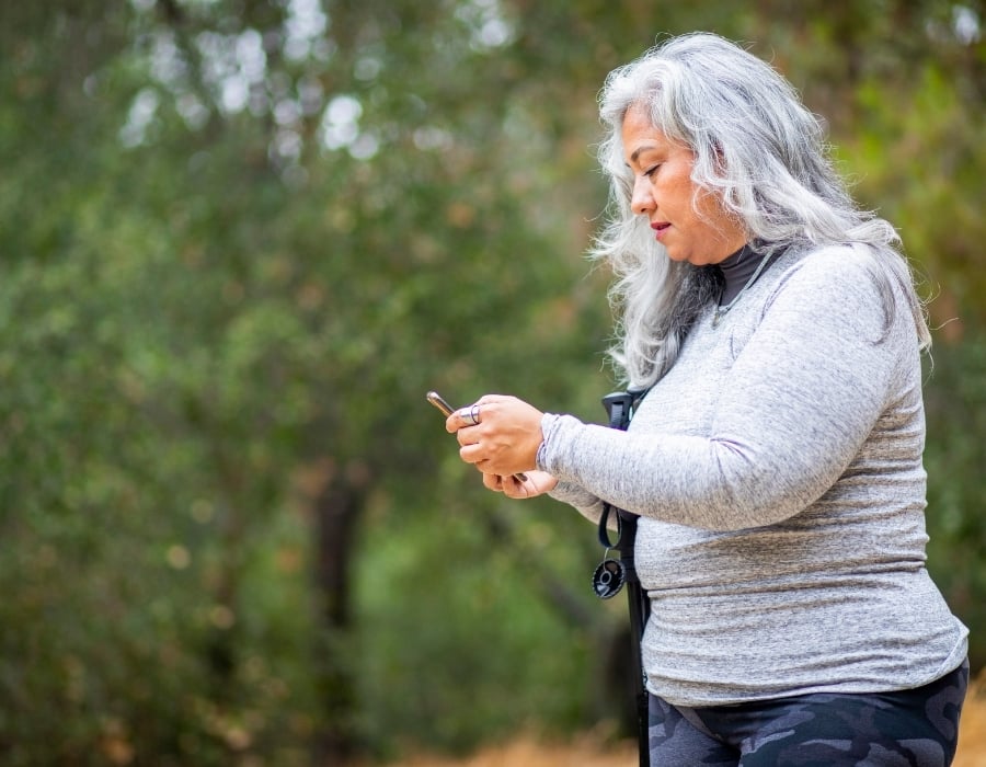 Cathy, managing her health remotely in her rural area.