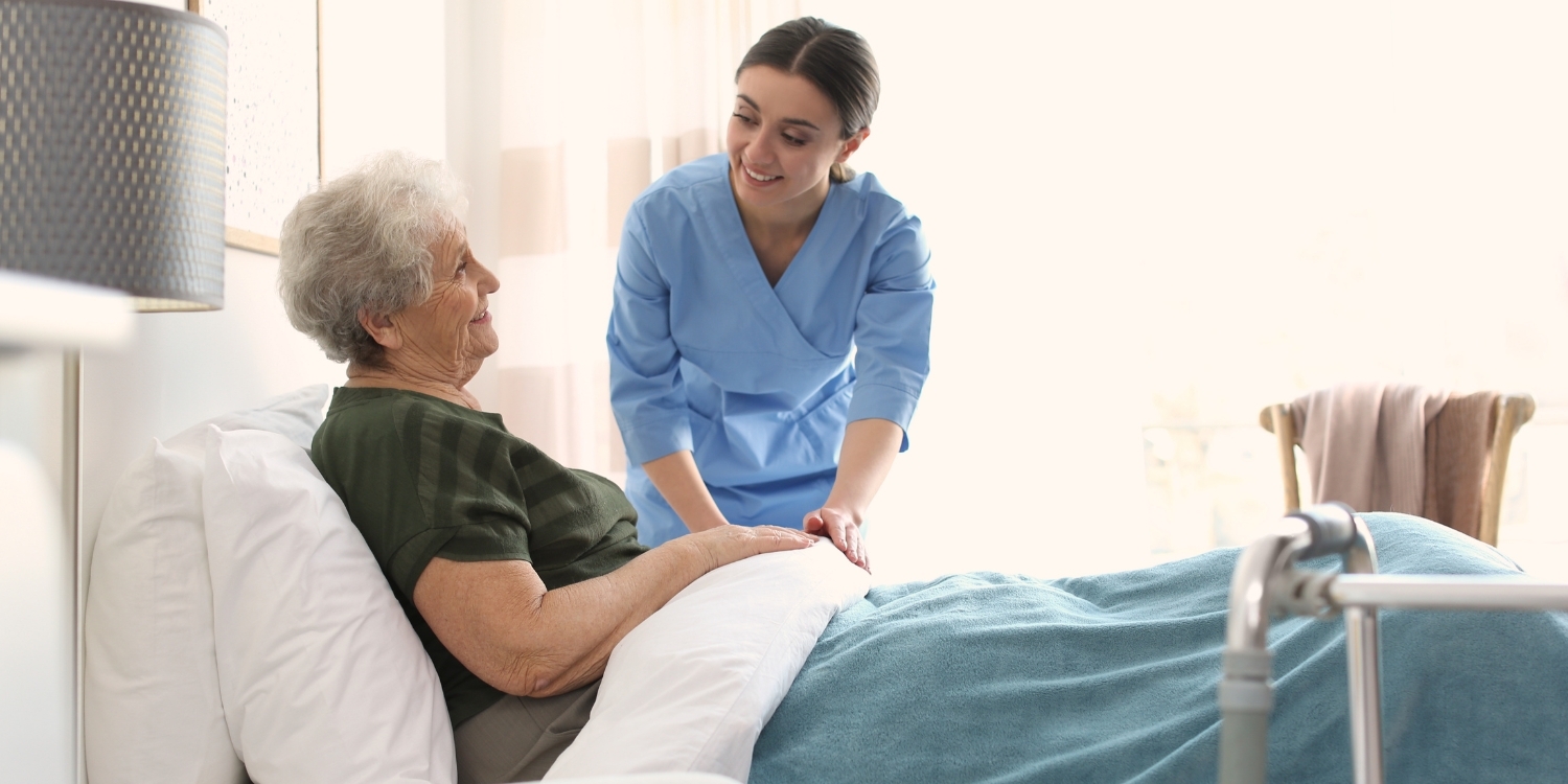 Elderly Hospice Patient with Female Nurse